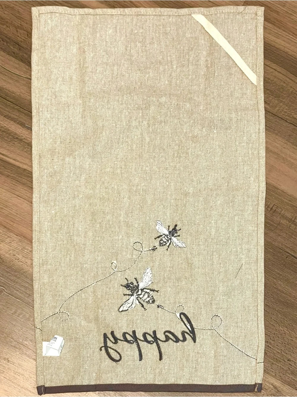 “Bee” 🐝 🐝 Happy! Embroidered Kitchen - Hand - Tea Towel by burton + Burton!
